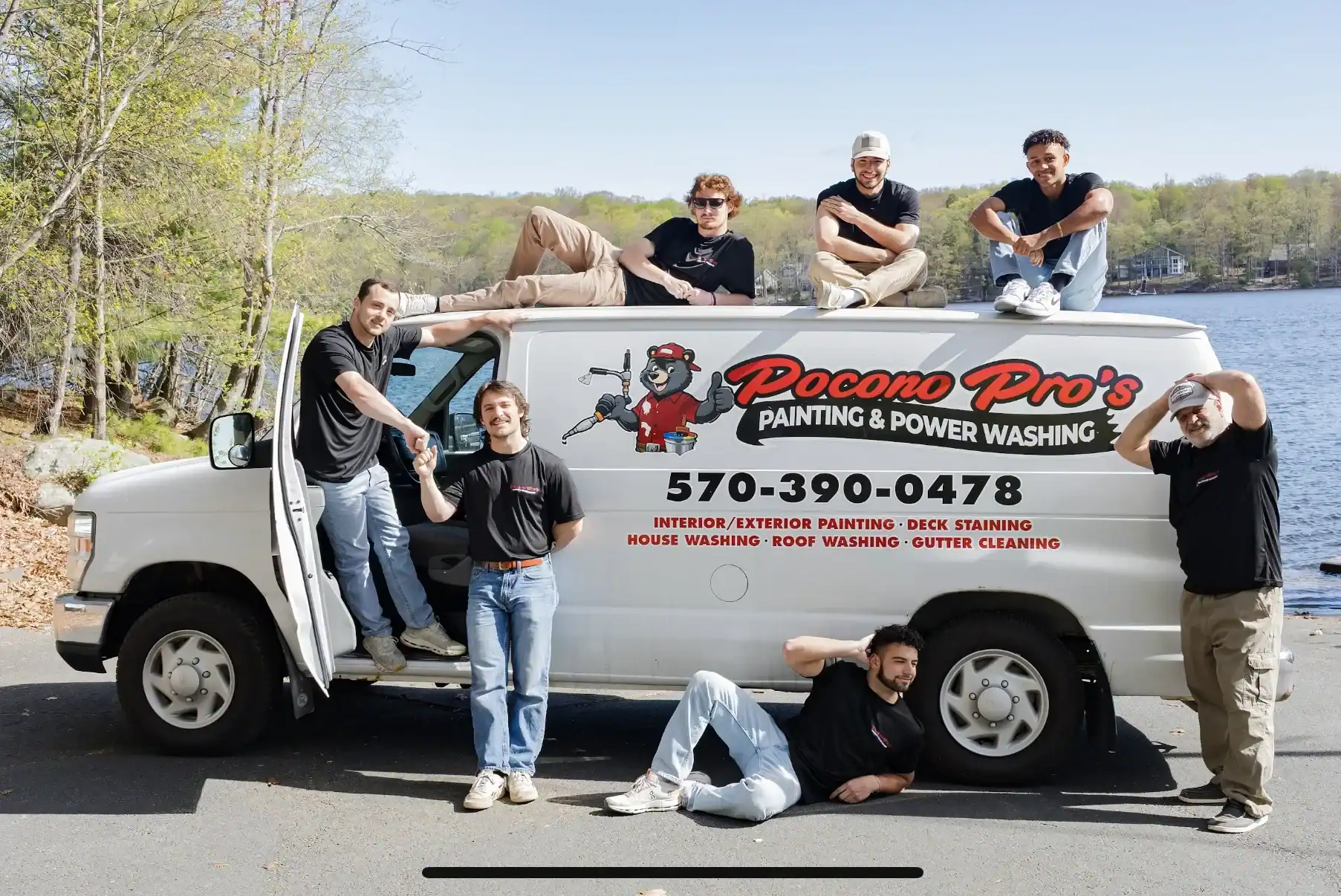 Funny Van Team Photo Team photo posing with company van