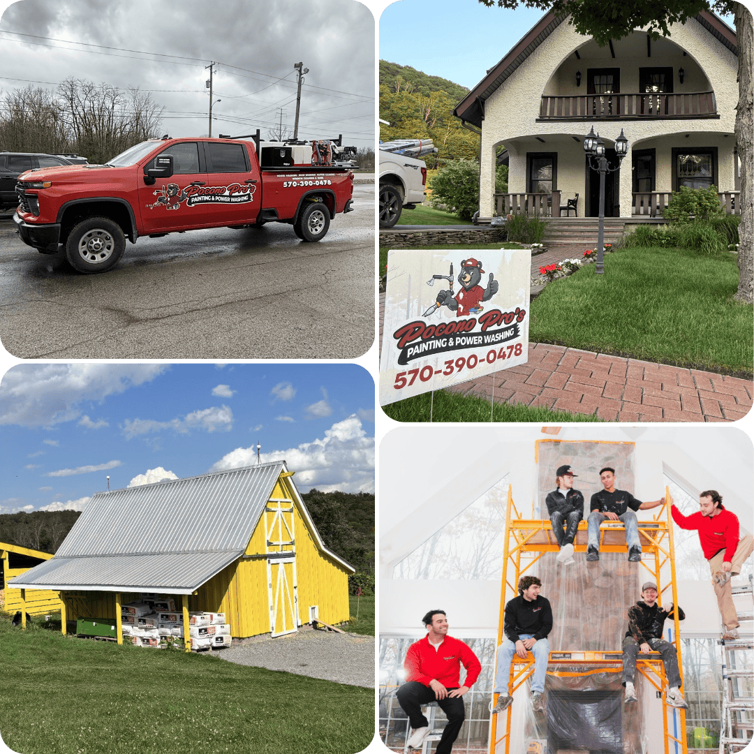 Site Hero Collage of Pocono Pro's work, team, and work truck photos.